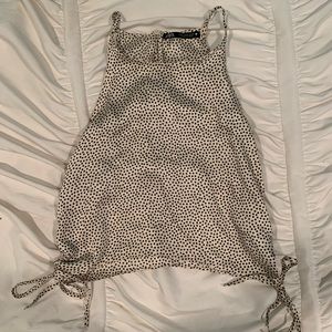 Zara cropped polka dot halter with side ties